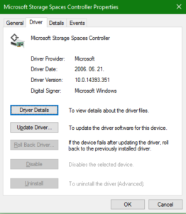 Képernyőfotó egy Microsoft-os driverről, amin látszódik az ominózus, 2006-os dátum